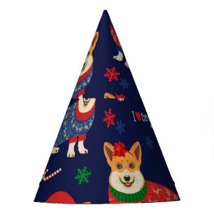 Chapeaux De Fêtes Corgis de Noël : Illustration Vintage festive.