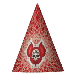 Chapeaux De Fêtes Crâne dans le coeur rouge Éffrayant des lignes spi