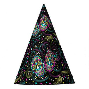 Chapeaux De Fêtes Crânes abstraits colorés et effrayants Halloween