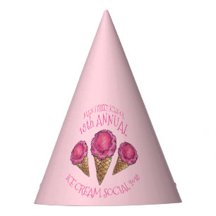 Chapeaux De Fêtes Crème de glace de fraise Cone Icecream Social Scoo