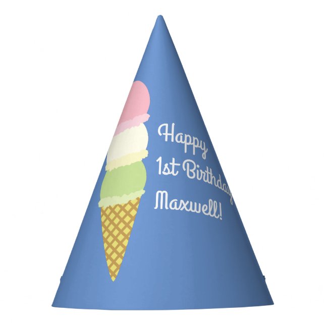 Chapeaux De Fêtes Crème glacée Cone mignonne 1er anniversaire Casque (Devant)