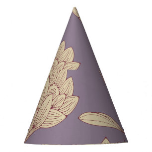 Chapeaux De Fêtes Crocus floral rétro : Papier peint bleu mauve