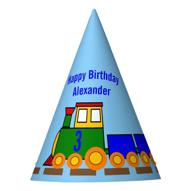 Chapeaux De Fêtes Custom Age and Name Boy's Happy Birthday Train (Devant)