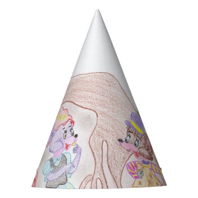 Chapeaux De Fêtes Custom Kids Artwork, deux mignonnes souris, fleurs (Devant)