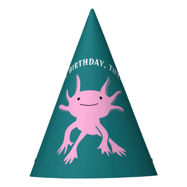 Chapeaux De Fêtes Cute Axolotl Pink Salamander Birthday Party (Devant)