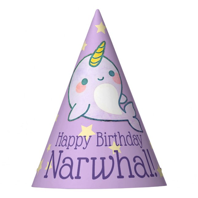 Chapeaux De Fêtes Cute Baby Narwhal Personnalisé avec des étoiles (Devant)