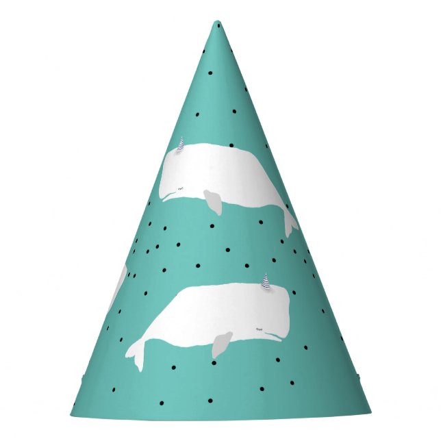 Chapeaux De Fêtes Cute baleine blanche Lumière Turquoise (Devant)