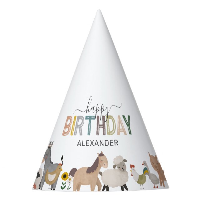 Chapeaux De Fêtes Cute Barnyard Animaux Anniversaire (Devant)