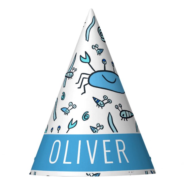 Chapeaux De Fêtes Cute Blue Crab Sea Animaux Motif Garçon Anniversai (Devant)