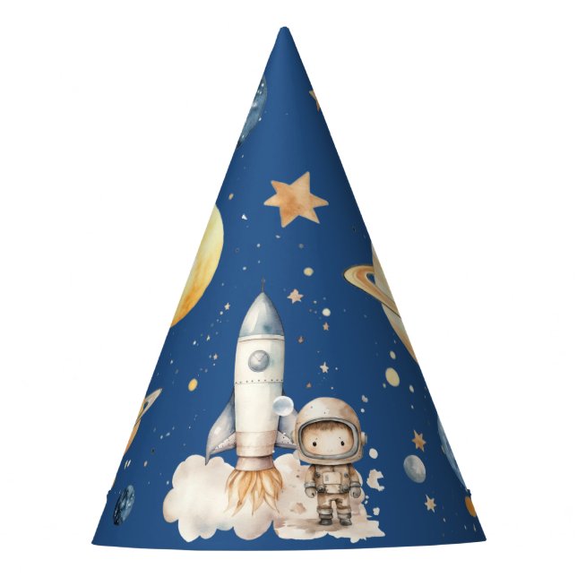 Chapeaux De Fêtes Cute Boy Astronaut Space Blue Anniversaire Casquet (Devant)