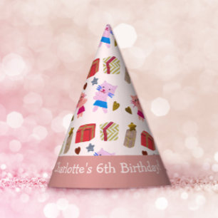 Chapeaux De Fêtes Cute Cats et présente Anniversaire de enfant rose
