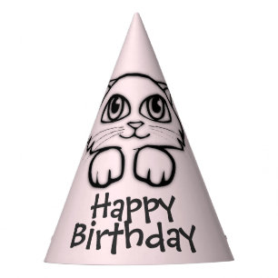 Chapeaux De Fêtes Cute Chat Pékin rose Anniversaire