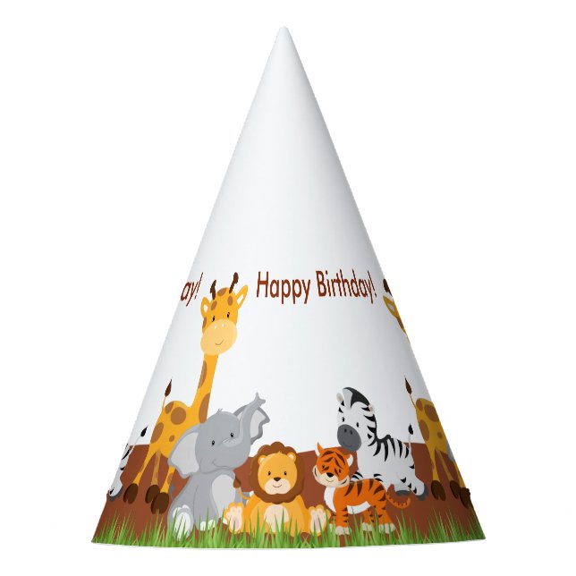 Chapeaux De Fêtes Cute Jungle Animaux Casquette de fête d'anniversai (Devant)