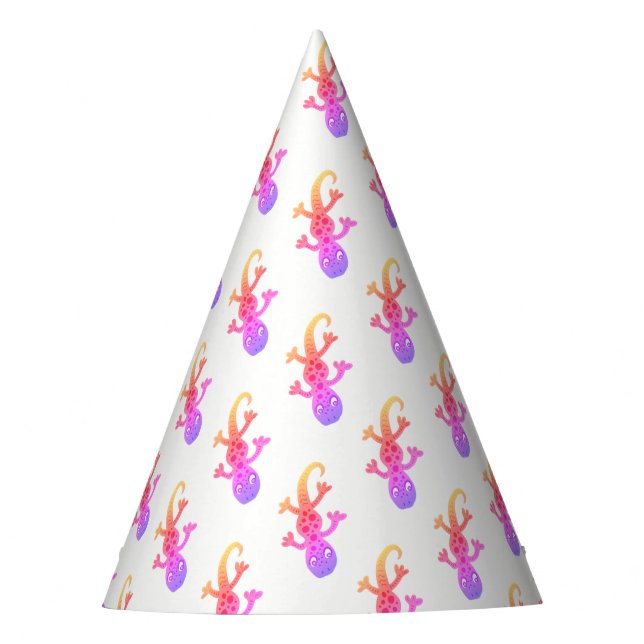 Chapeaux De Fêtes Cute Little Rainbow Lizard Gecko Unicorn (Devant)