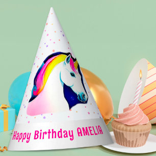 Chapeaux De Fêtes Cute Magical Unicorn Stars Fille Nom Anniversaire