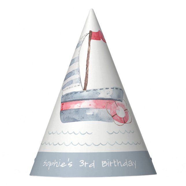 Chapeaux De Fêtes Cute Nautical Soft Red Blue Anniversaire de enfant (Devant)