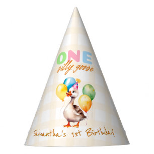 Chapeaux De Fêtes Cute One Silly Goose En vichy 1er anniversaire
