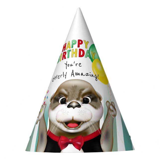 Chapeaux De Fêtes Cute Otter à Tuxedo | ANNIVERSAIRE DE ENFANT (Devant)