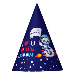 Chapeaux De Fêtes Cute Panda Ours Astronaut Sur Rockship Kids