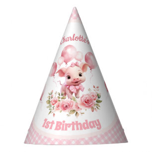 Chapeaux De Fêtes Cute Pig Pink Farm Girl 1er anniversaire Casquette