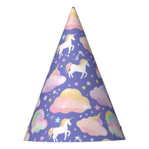 Chapeaux De Fêtes Cute Rainbow licorn unicorne anniversaire violet e