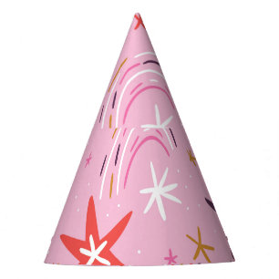 Chapeaux De Fêtes Cute Stars Rainbows Motif rose