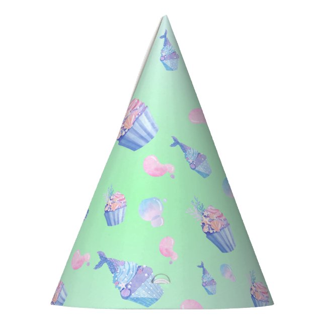 Chapeaux De Fêtes Cute Sweet cupcake mermaid Joyeuse Fille d'anniver (Gauche)