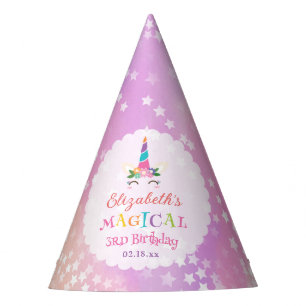 Chapeaux De Fêtes Cute Whimsical Rainbow Unicorn Anniversaire magiqu