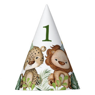 Chapeaux De Fêtes Cute Wild One Jungle Animaux Tropical 1er Annivers
