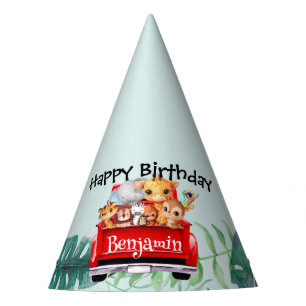 Chapeaux De Fêtes Cute Zoo jungle ferme camion tracteur garçon Anniv