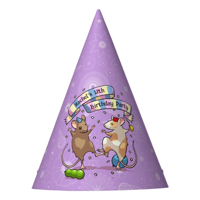 Chapeaux De Fêtes Dancing Mice Ajouter Le Nom Joyeux Anniversaire Fê (Devant)