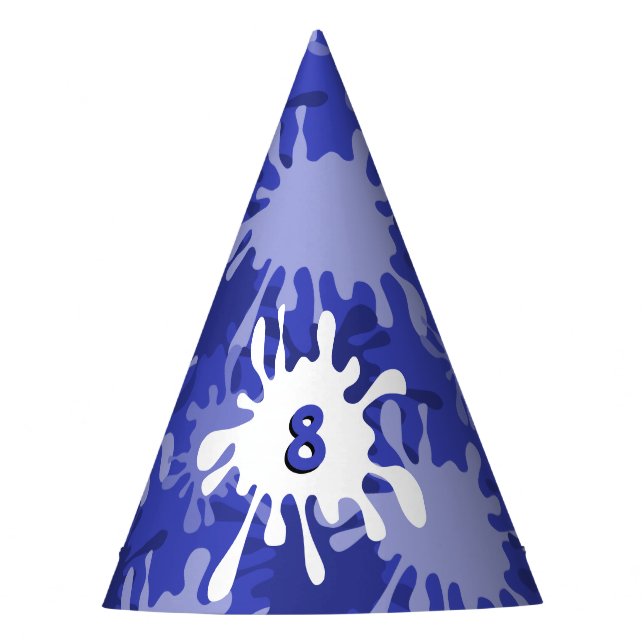 Chapeaux De Fêtes Dessin de peinture bleu amusant Papier 8e annivers (Devant)