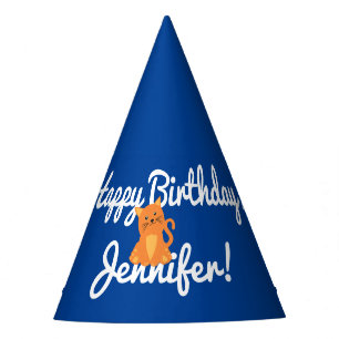 Chapeaux De Fêtes Dessin sympa Orange Kitten sur Blue Party