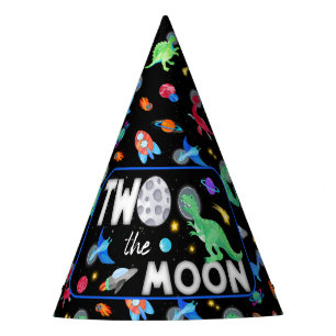 Chapeaux De Fêtes Deux à la Lune Dinosaure Astronaute 2e Anniversair
