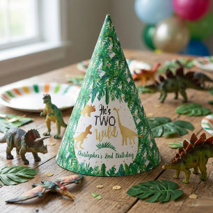 Chapeaux De Fêtes Deux Dinosaures Sauvages garçons 2e anniversaire