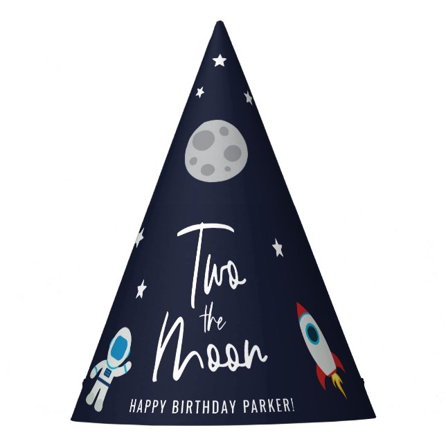 Chapeaux De Fêtes Deux L'Espace Lune Thème Anniversaire (Devant)