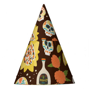 Chapeaux De Fêtes Dia De Los Muertos, motif de dessins animés.