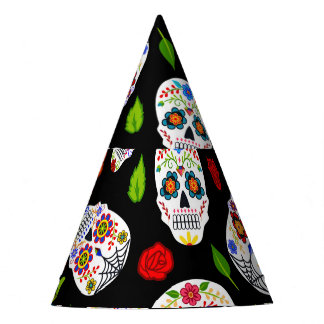 Chapeaux De Fêtes Dia Los Muertos : motif crâne à sucre.