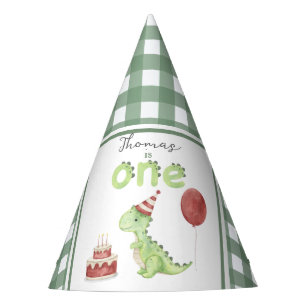 Chapeaux De Fêtes Dinosaur aquarelle 1er anniversaire