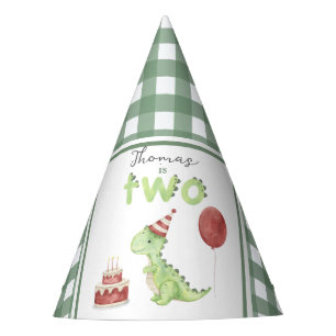Chapeaux De Fêtes Dinosaur aquarelle 2e anniversaire
