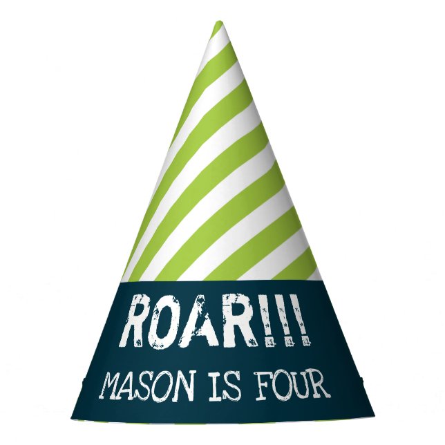 Chapeaux De Fêtes Dinosaur Birthday Party Casquettes Green Stripes (Devant)