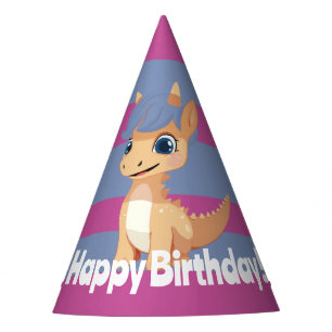 Chapeaux De Fêtes Dinosaur rayé Casquette de fête d'anniversaire