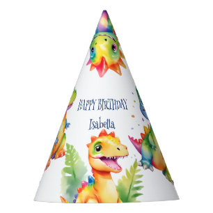 Chapeaux De Fêtes Dinosaure Arc-en-ciel floral mignon Bonne fête d'a