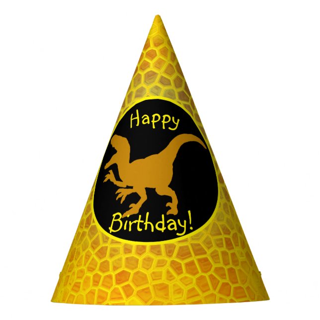Chapeaux De Fêtes Dinosaure D'Or Cachez Un Joyeux Anniversaire ! (Devant)