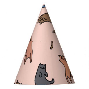 Chapeaux De Fêtes Doodle Cats Vintage Illustration transparente
