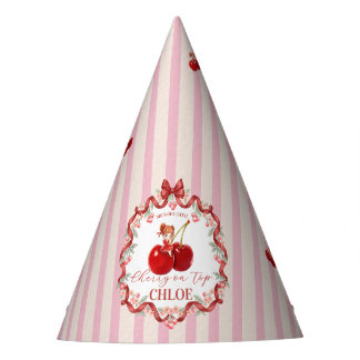 Chapeaux De Fêtes Douce Ruban Coquette Cerise Rose Fille Anniversair