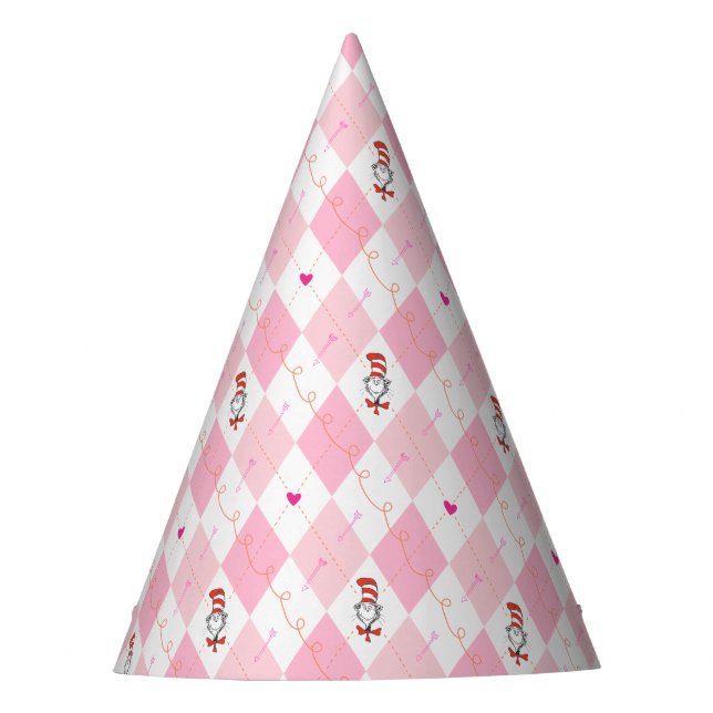 Chapeaux De Fêtes Dr Seuss Valentine| Jacquard rose Le chat dans le  (Devant)