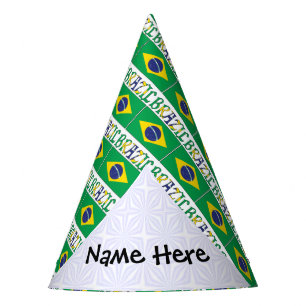 Chapeaux De Fêtes Drapeau brésilien brésilien personnalisé avec nom 