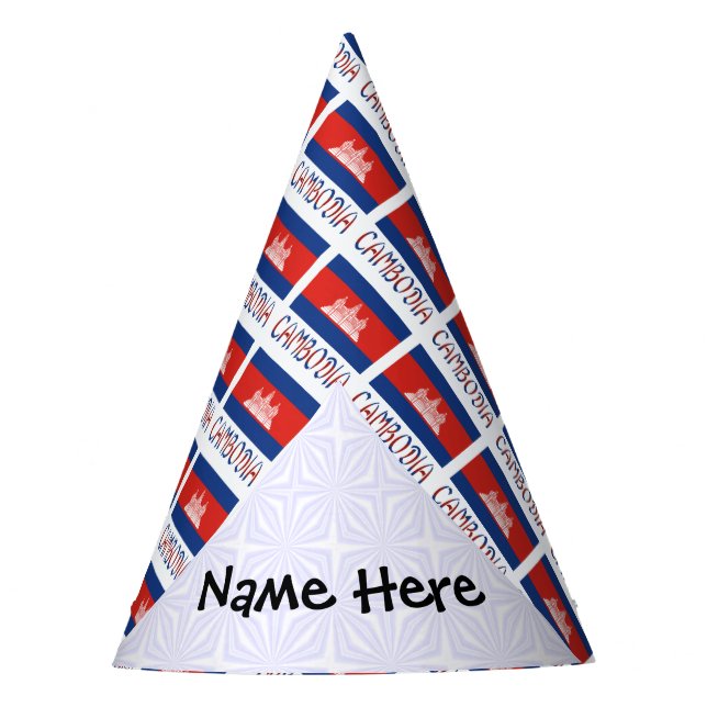 Chapeaux De Fêtes Drapeau cambodgien avec votre nom (Devant)