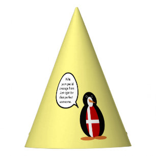 Chapeaux De Fêtes Drapeau danois Parler de Mme Penguin Personnalisée